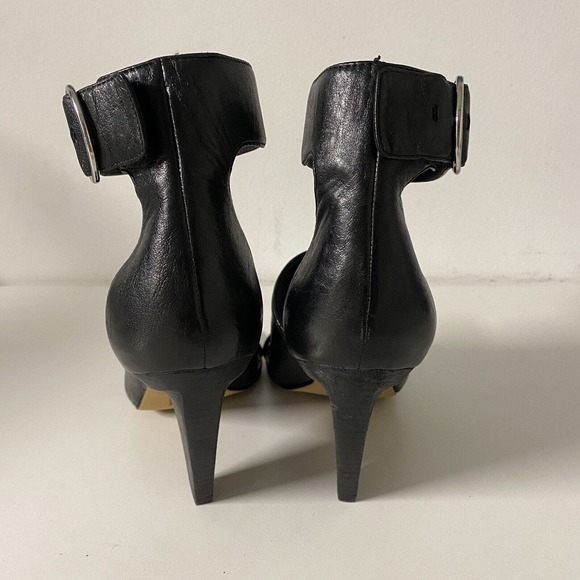 NWOB Sigerson Morrison Forum Sandal Black Leather Open Toe Cone Heel Ank… - Picture 6 of 8